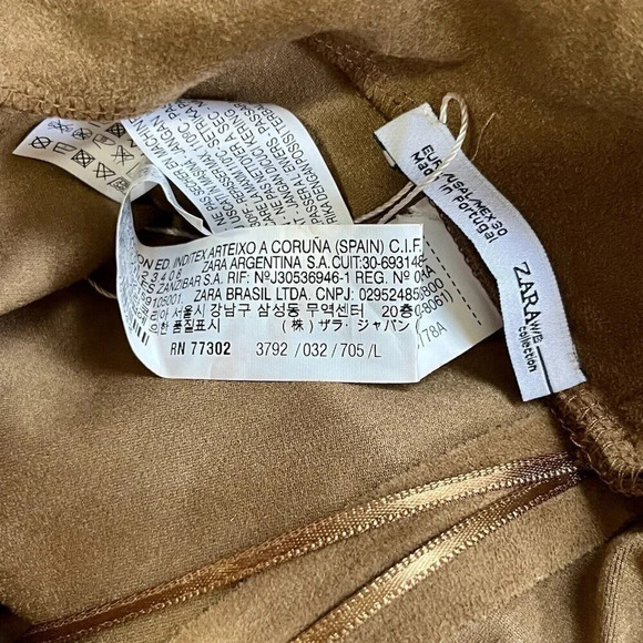 Zara| Camel Brown Faux Suede Stud Embellished A-Line  Short Skirt Size US Large - Picture 6 of 6